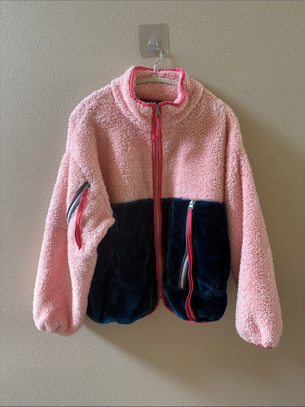 UGG Pink and Teal Colorblock Sherpa Jacket